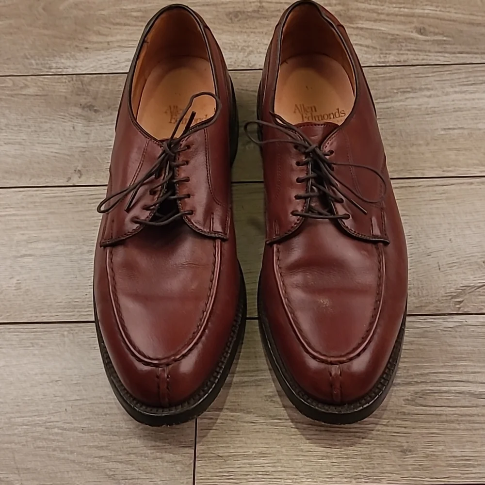 ALLEN EDMONDS Bradley Cherry Brown‎ Leather Sz 10 B Mens Split Toe Dress Shoes
